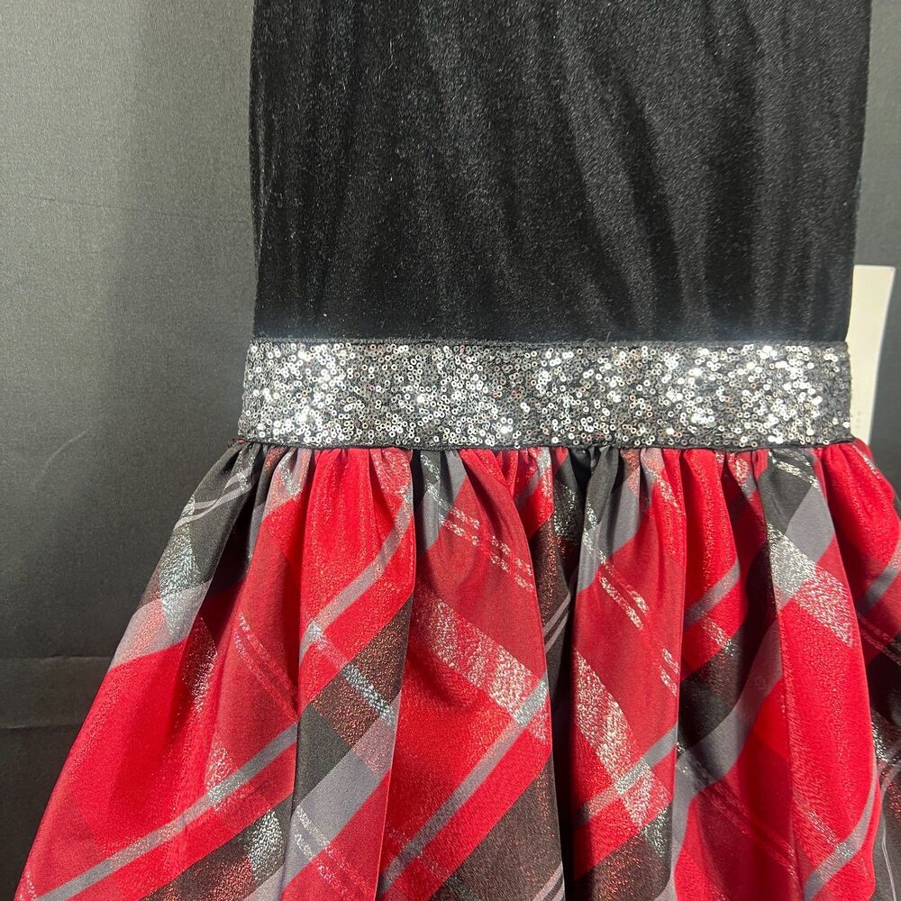 Girls size 12 Velvet Plaid Holiday Dress Red Black Party - Picture 7 of 7